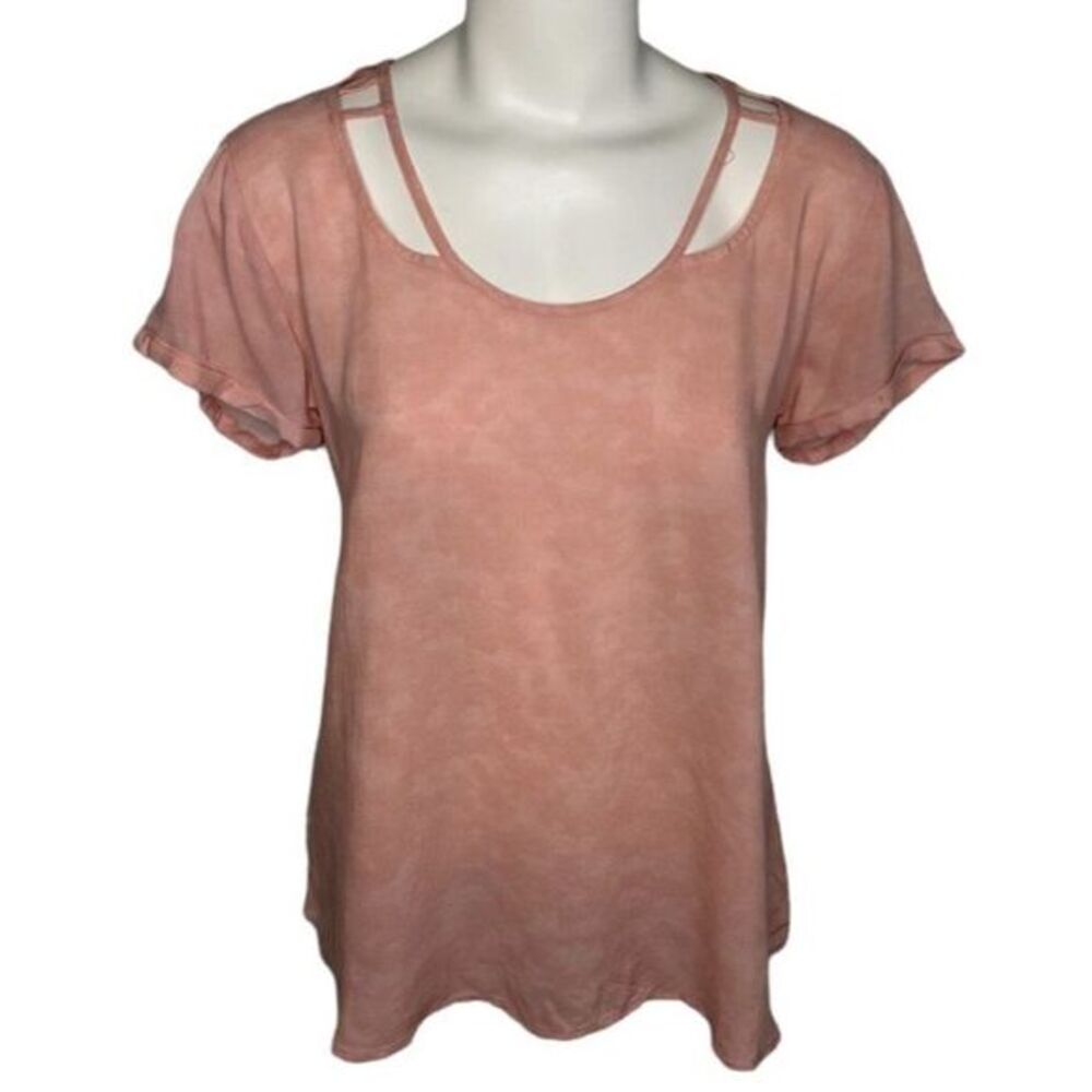 So Pink Blush Scoop Cage Neck Rayon Short Sleeve Top sz Small